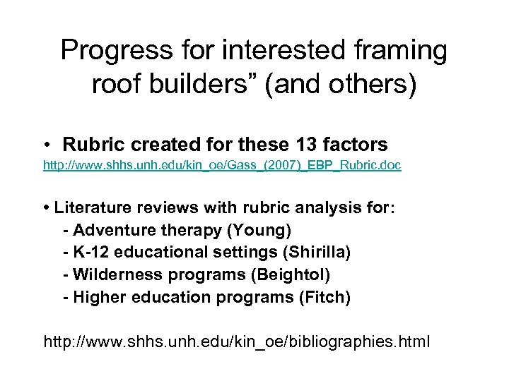 Progress for interested framing roof builders” (and others) • Rubric created for these 13