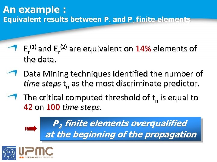 An example : Equivalent results between P 1 and P 2 finite elements Er(1)