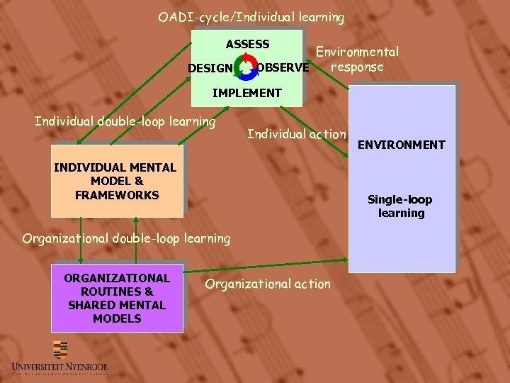 OADI-cycle/Individual learning ASSESS DESIGN Environmental response OBSERVE IMPLEMENT Individual double-loop learning Individual action INDIVIDUAL