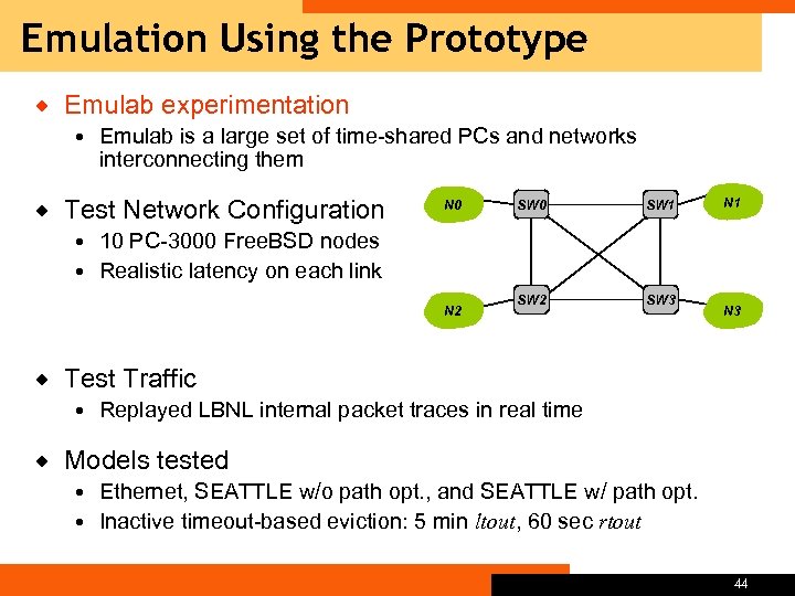 Emulation Using the Prototype ® Emulab experimentation ® Emulab is a large set of