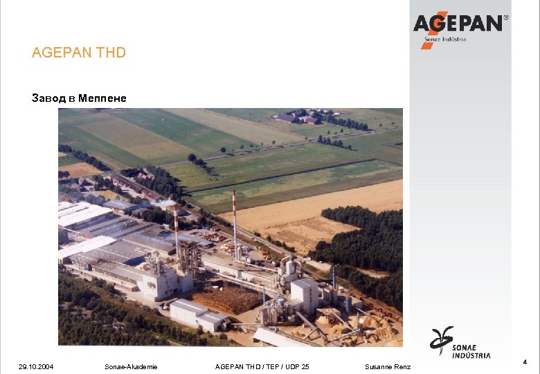AGEPAN THD Завод в Меппене 29. 10. 2004 Sonae-Akademie AGEPAN THD / TEP /