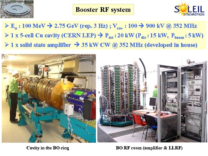 Booster RF system Ø En : 100 Me. V 2. 75 Ge. V (rep.