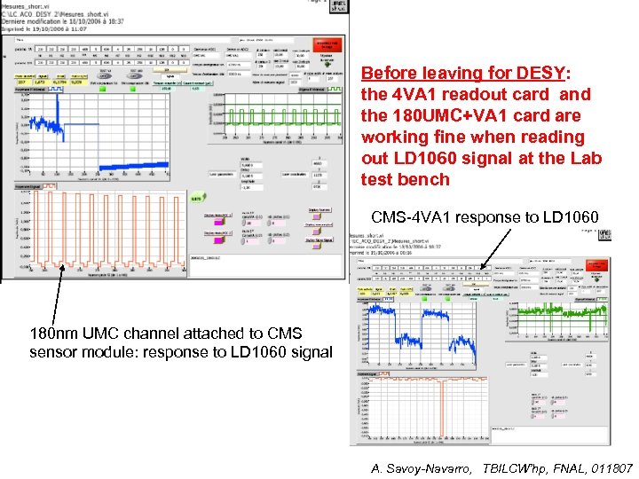 Before leaving for DESY: the 4 VA 1 readout card and the 180 UMC+VA