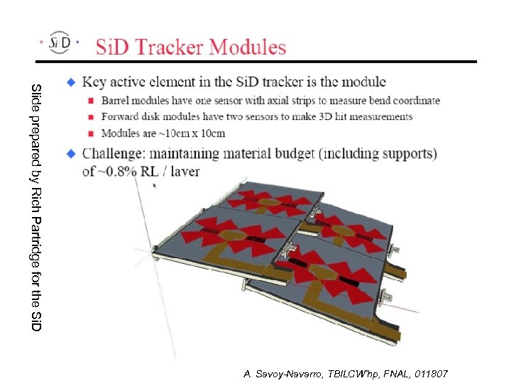 Slide prepared by Rich Partridge for the Si. D A. Savoy-Navarro, TBILCW’hp, FNAL, 011807