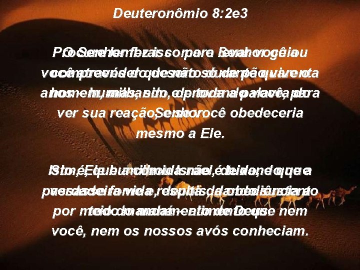 Deuteronômio 8: 2 e 3 Procure lembrar como o levar você a O Senhor