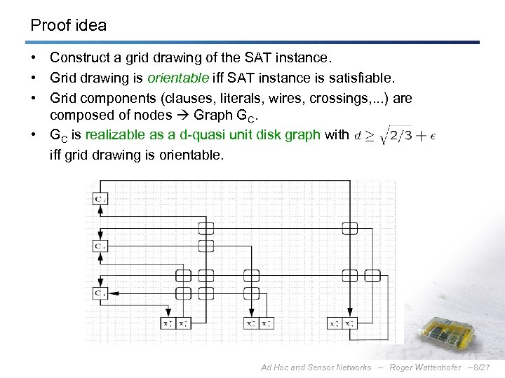 Proof idea • Construct a grid drawing of the SAT instance. • Grid drawing