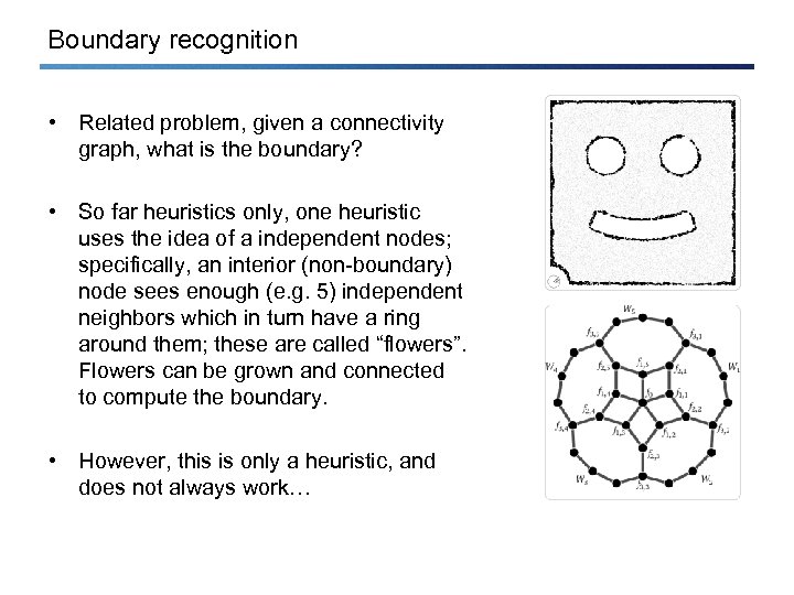 Boundary recognition • Related problem, given a connectivity graph, what is the boundary? •