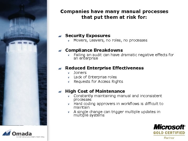 Companies have many manual processes that put them at risk for: Security Exposures Movers,