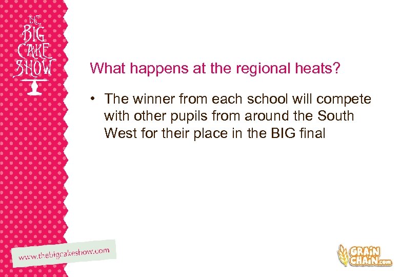 What happens at the regional heats? • The winner from each school will compete