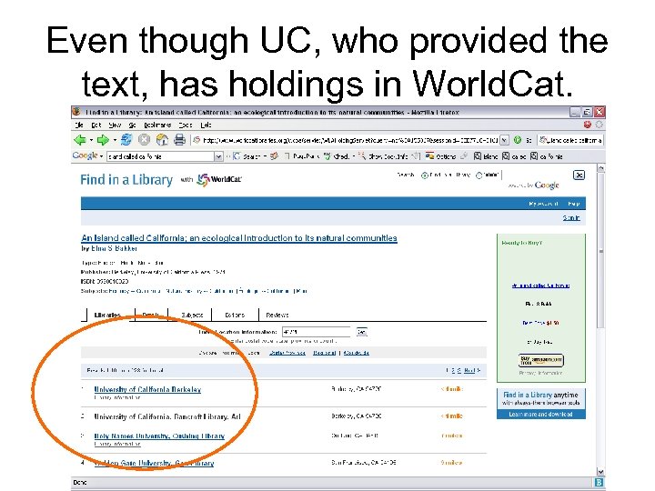 Even though UC, who provided the text, has holdings in World. Cat. 