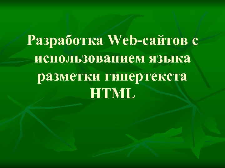 Разработка Web-сайтов с использованием языка разметки гипертекста HTML 