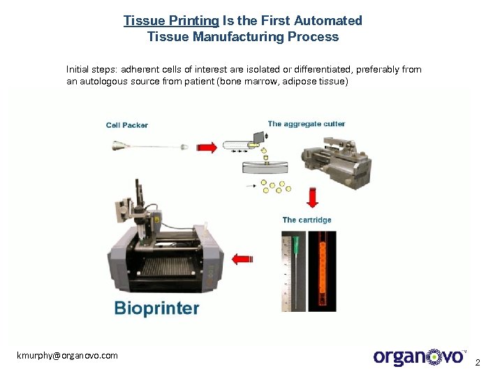 Tissue Printing Is the First Automated Tissue Manufacturing Process Initial steps: adherent cells of