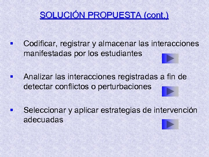 SOLUCIÓN PROPUESTA (cont. ) § Codificar, registrar y almacenar las interacciones manifestadas por los