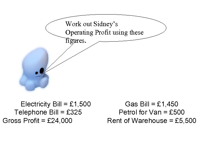 Work out Sidney’s Operating Profit using these figures. Electricity Bill = £ 1, 500