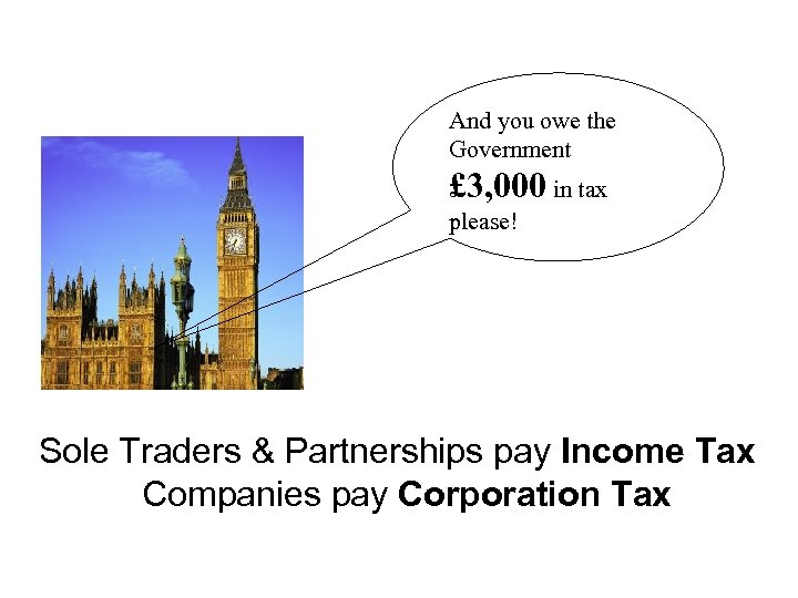 And you owe the Government £ 3, 000 in tax please! Sole Traders &