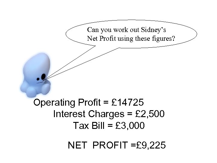 Can you work out Sidney’s Net Profit using these figures? Operating Profit = £