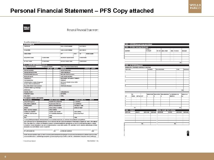 Personal Financial Statement – PFS Copy attached 6 