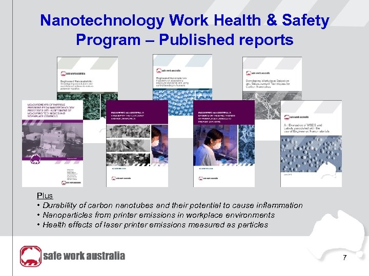 Nanotechnology Work Health & Safety Program – Published reports Plus • Durability of carbon