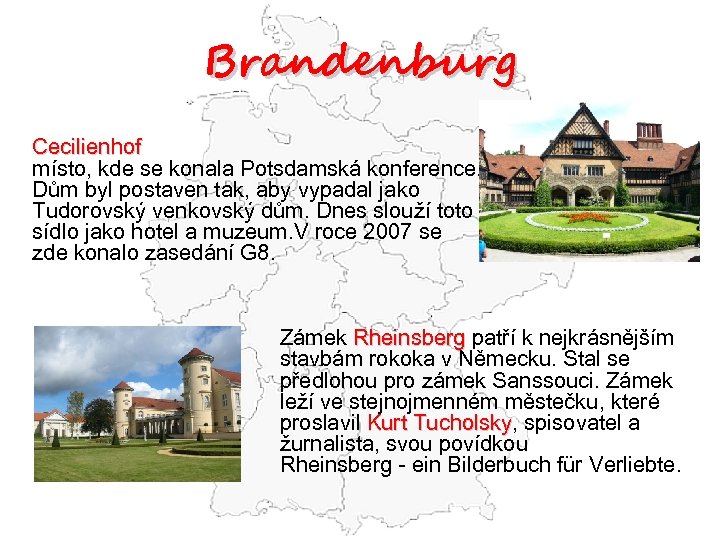 Brandenburg Cecilienhof místo, kde se konala Potsdamská konference. Dům byl postaven tak, aby vypadal
