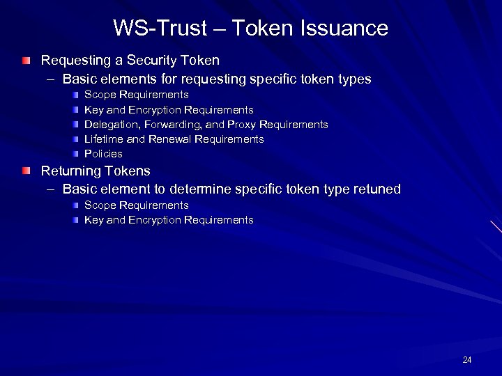 WS-Trust – Token Issuance Requesting a Security Token – Basic elements for requesting specific