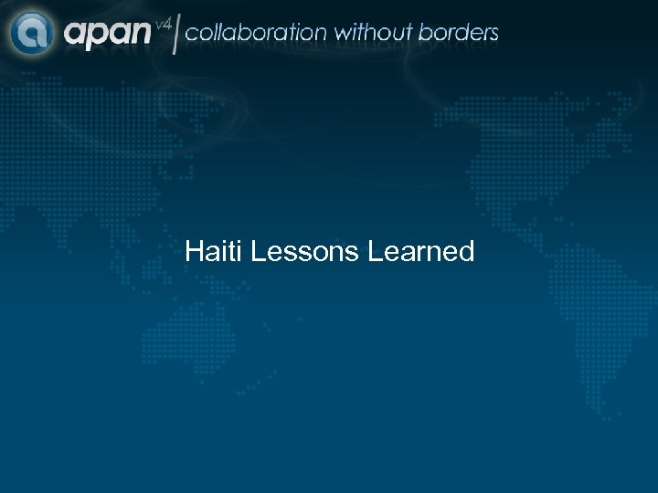 Haiti Lessons Learned 
