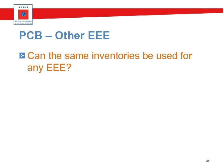 PCB – Other EEE Can the same inventories be used for any EEE? 34