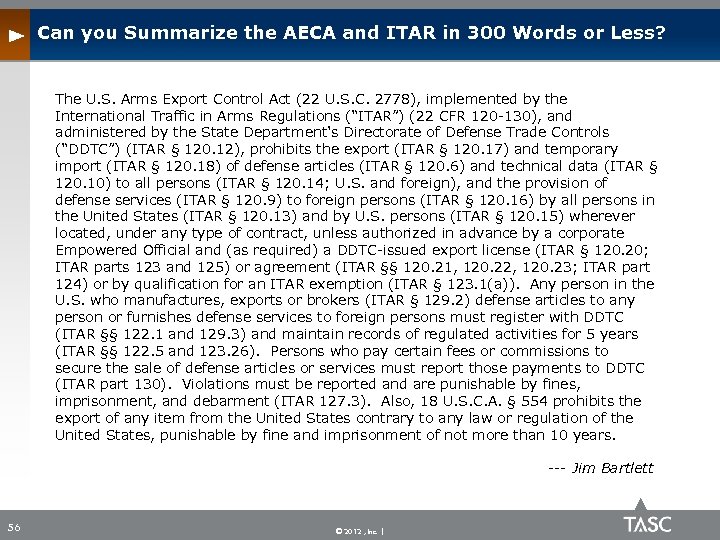 Can you Summarize the AECA and ITAR in 300 Words or Less? The U.