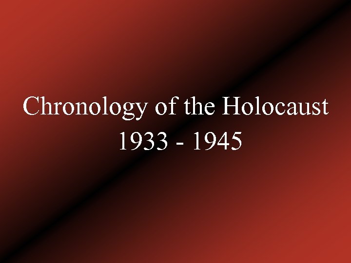 Chronology of the Holocaust 1933 - 1945 