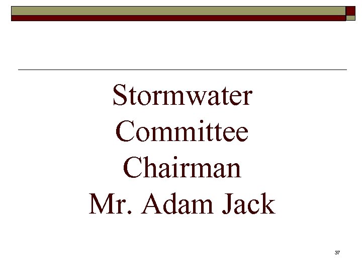 Stormwater Committee Chairman Mr. Adam Jack 37 
