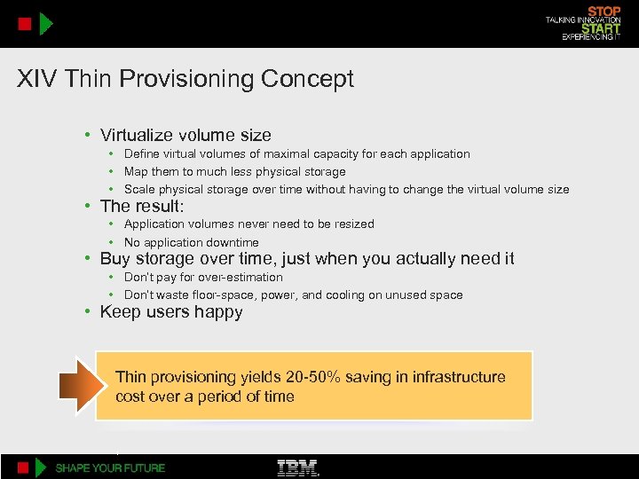 XIV Thin Provisioning Concept • Virtualize volume size • Define virtual volumes of maximal