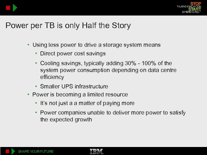 Power per TB is only Half the Story • Using less power to drive