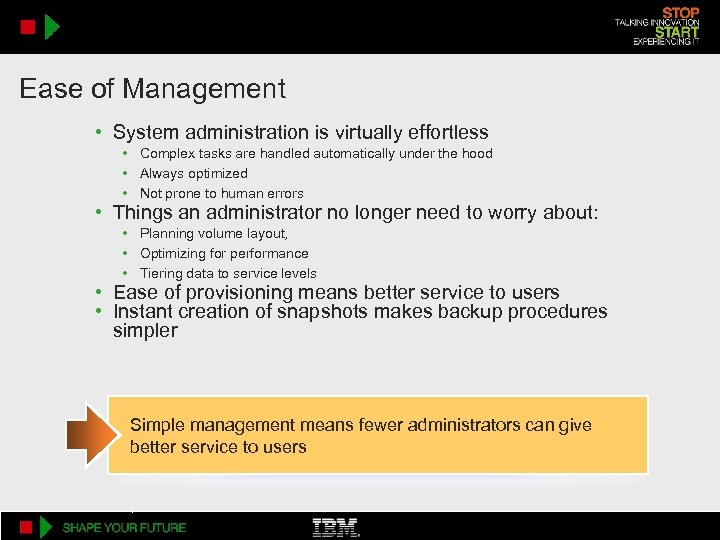 Ease of Management • System administration is virtually effortless • Complex tasks are handled