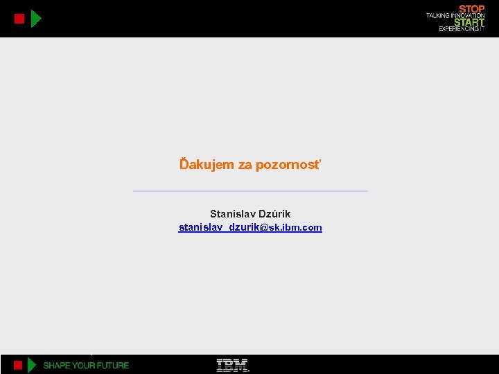 Ďakujem za pozornosť Stanislav Dzúrik stanislav_dzurik@sk. ibm. com 