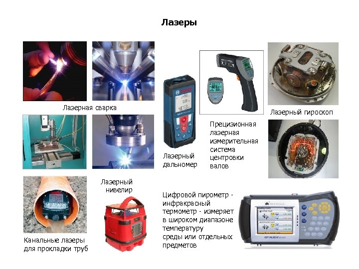 Лазеры Лазерная сварка Лазерный гироскоп Прецизионная лазерная измерительная система Лазерный центровки дальномер валов Канальные