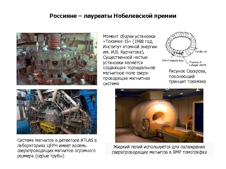 Россияне – лауреаты Нобелевской премии Момент сборки установки «Токамак-15» (1988 год, Институт атомной энергии