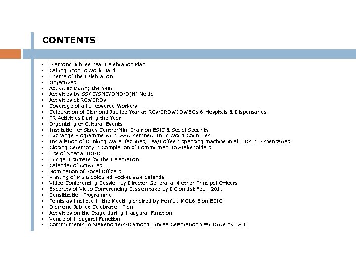 CONTENTS § § § § § § § Diamond Jubilee Year Celebration Plan Calling