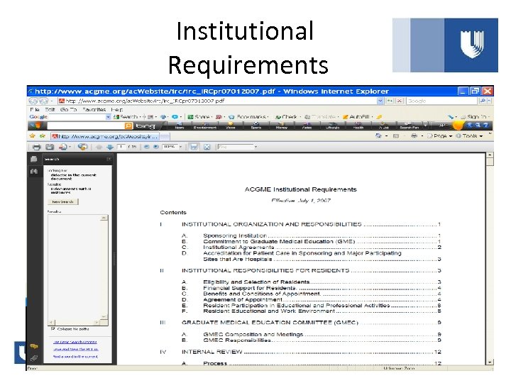 Institutional Requirements 