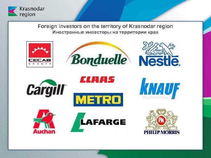 Foreign investors on the territory of Krasnodar region Иностранные инвесторы на территории края 