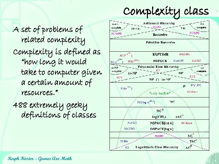 Complexity class A set of problems of related complexity Complexity is defined as “how