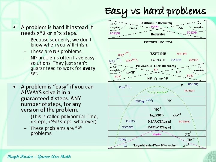 Easy vs hard problems • A problem is hard if instead it needs x^2