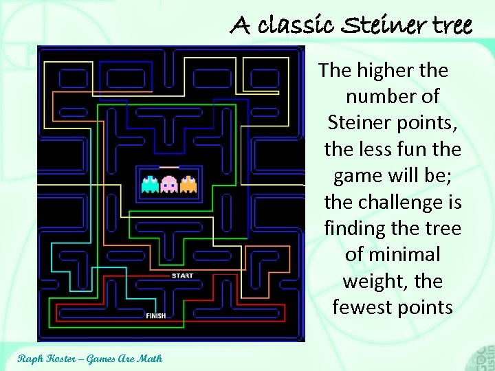 A classic Steiner tree The higher the number of Steiner points, the less fun