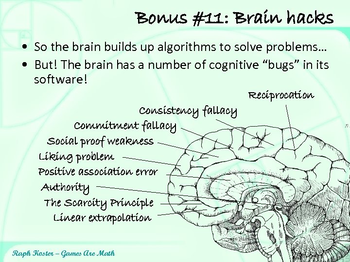 Bonus #11: Brain hacks • So the brain builds up algorithms to solve problems…