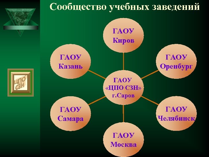 Сообщество учебных заведений ГАОУ Киров ГАОУ Оренбург ГАОУ Казань ГАОУ «ЦПО СЗН» г. Саров