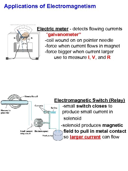 Applications of Electromagnetism Electric meter - detects flowing currents “galvanometer” -coil wound on on