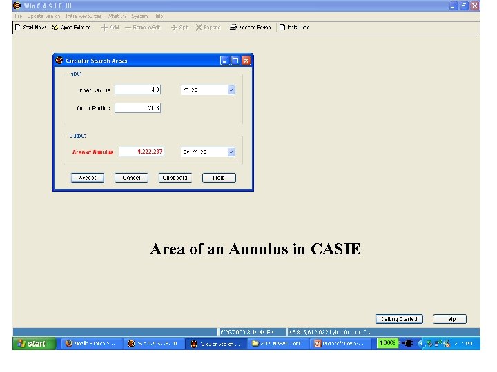 Area of an Annulus in CASIE 
