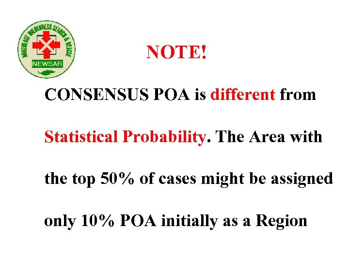 NOTE! CONSENSUS POA is different from Statistical Probability. The Area with the top 50%