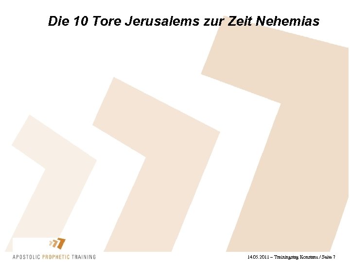 Die 10 Tore Jerusalems zur Zeit Nehemias 14. 05. 2011 – Trainingstag Konstanz /