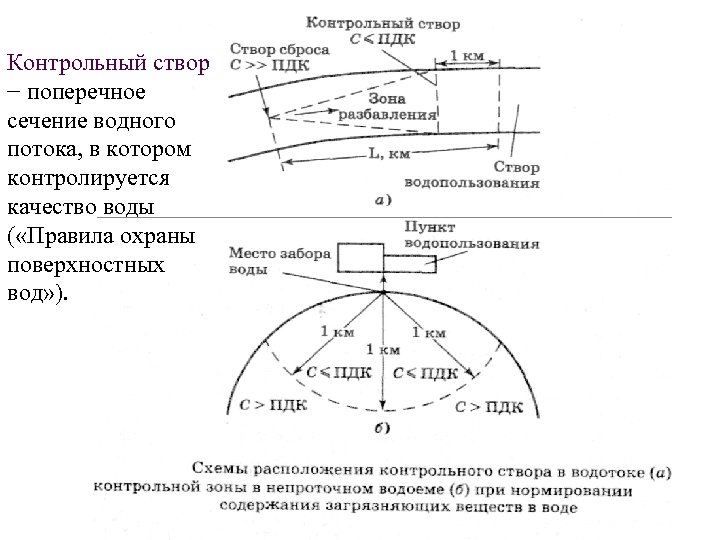Контрольный створ − поперечное сечение водного потока, в котором контролируется качество воды ( «Правила