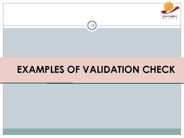 13 EXAMPLES OF VALIDATION CHECK 