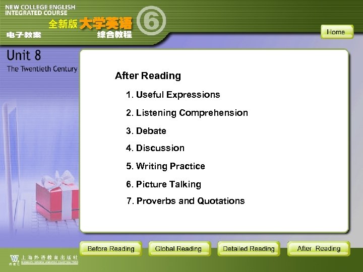 After Reading 1. Useful Expressions 2. Listening Comprehension 3. Debate 4. Discussion 5. Writing